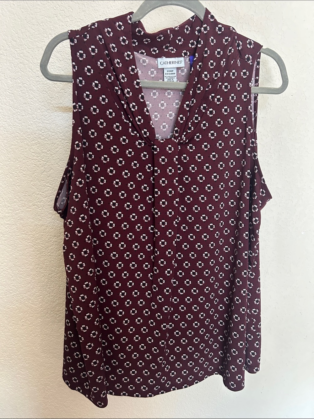 Catherines Burgundy Floral Sleeveless V-Neck Camisole